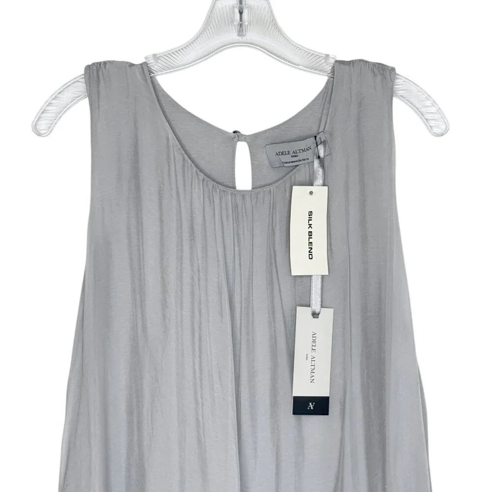 Adele Altman Roma Diaphanous Gray Silk Shift Dress NWT